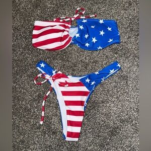 SHEIN Red and Blue Star Striped Bikini